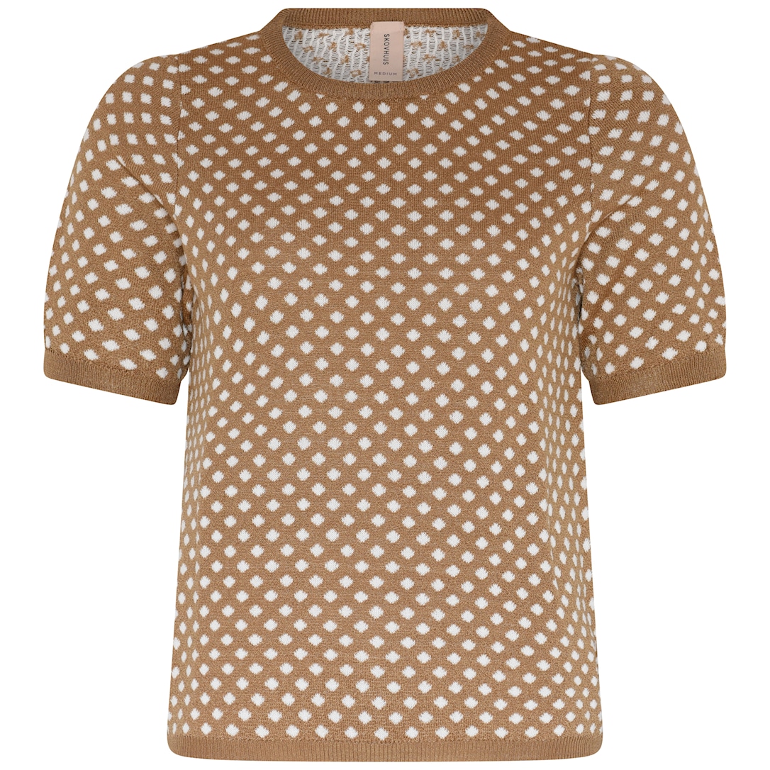 Skovhuus Kvinde T-shirt i Strik Dark Camel XL