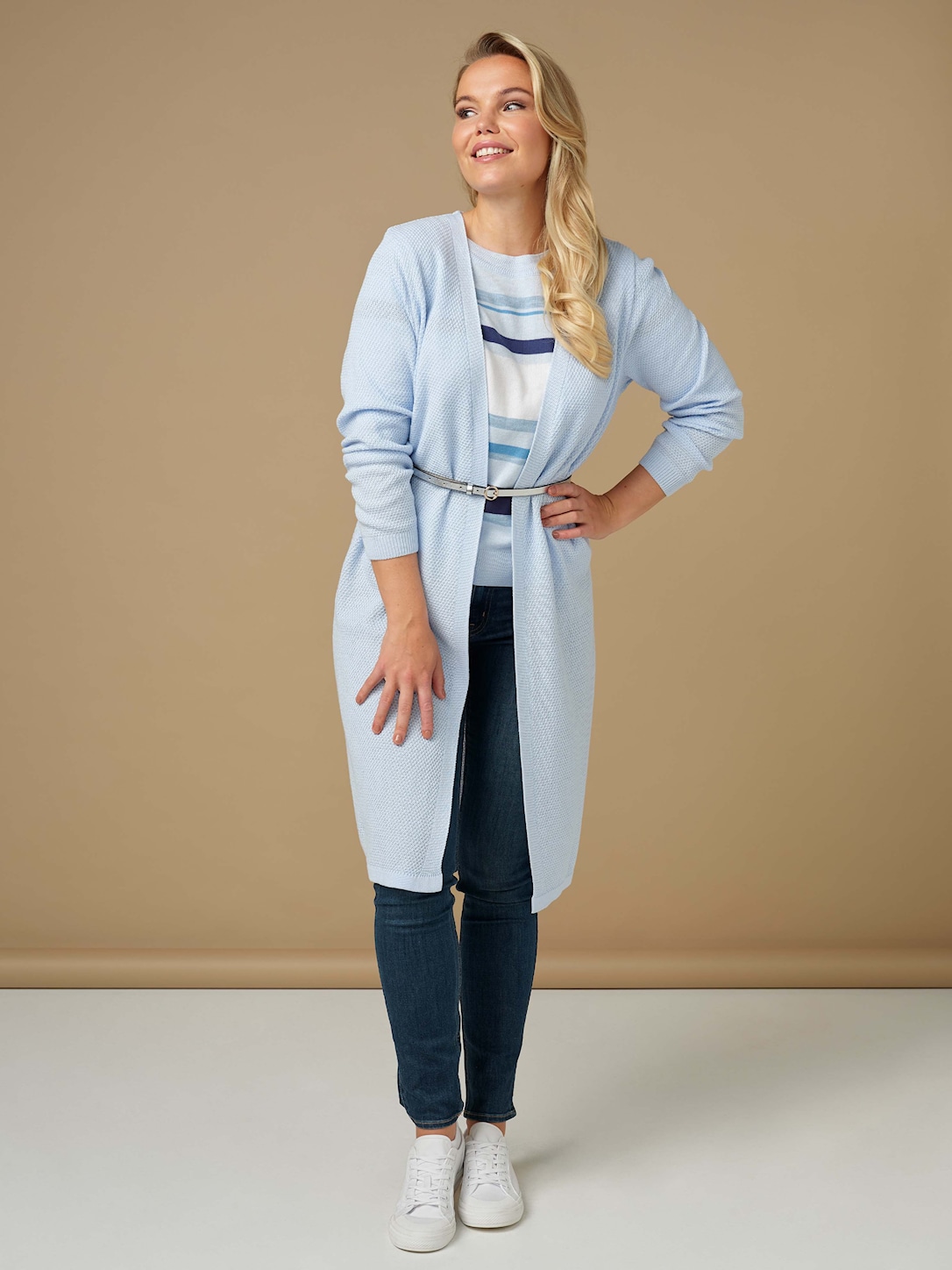 Skovhuus Kvinde Strik Cardigan Pale Blue XL