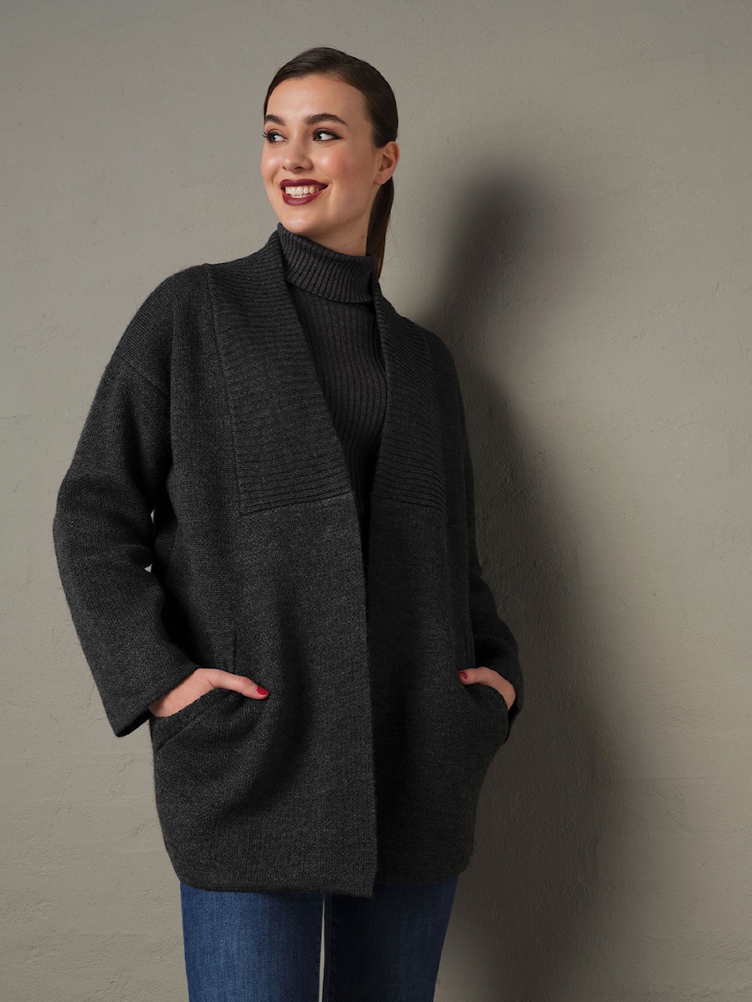 Skovhuus Kvinde Strik Cardigan Charcoal L