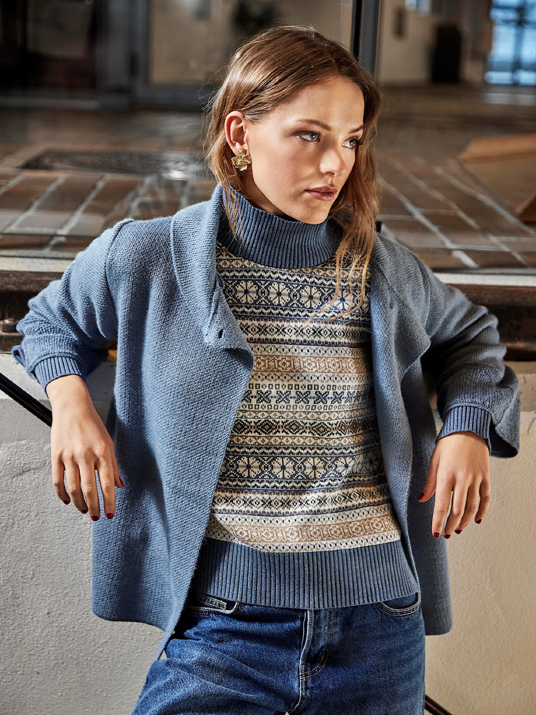 Skovhuus Kvinde Strik Cardigan Indigo XXL