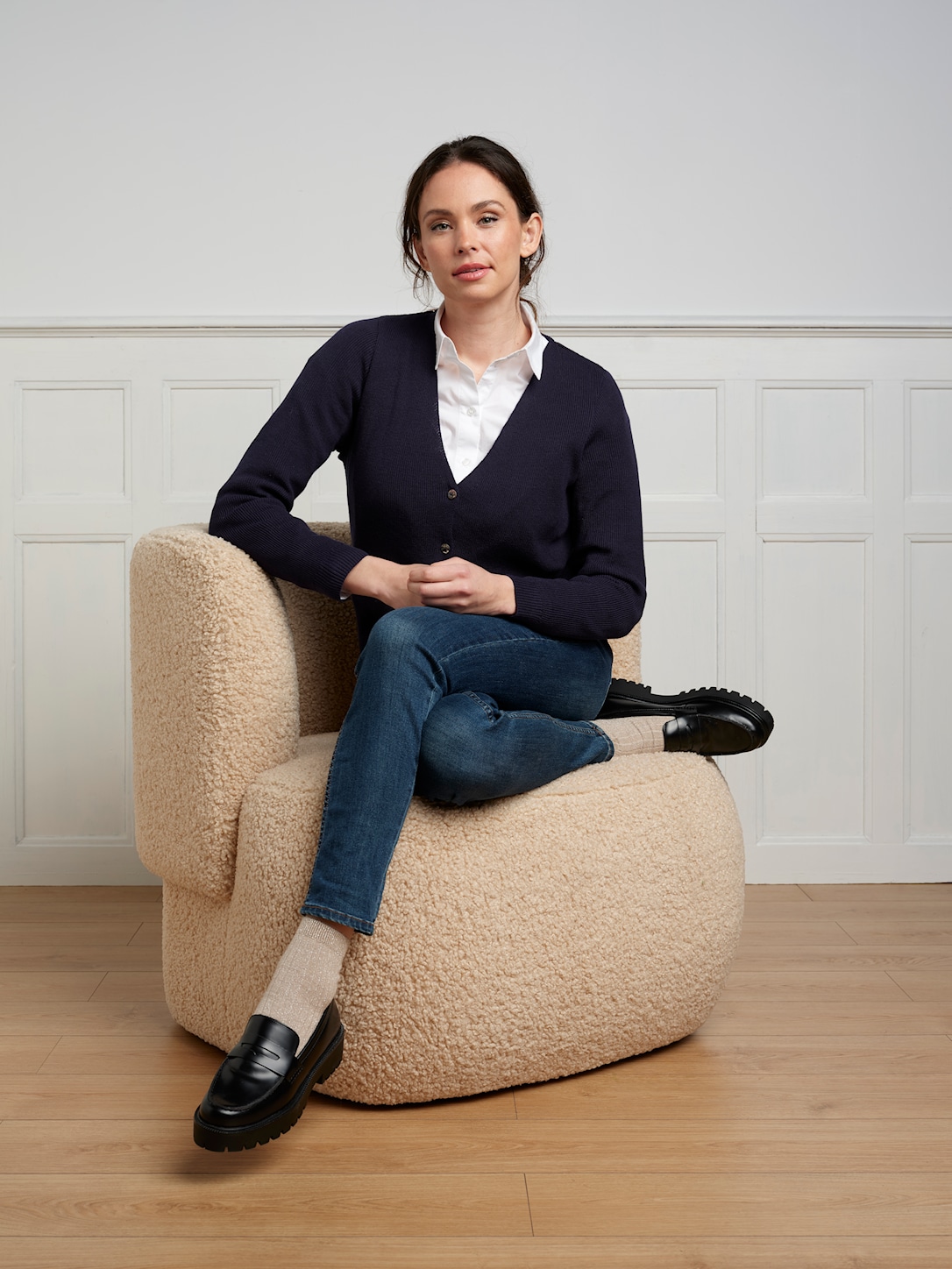 Skovhuus Kvinde Lily V-hals Cardigan Marine Blue XXL