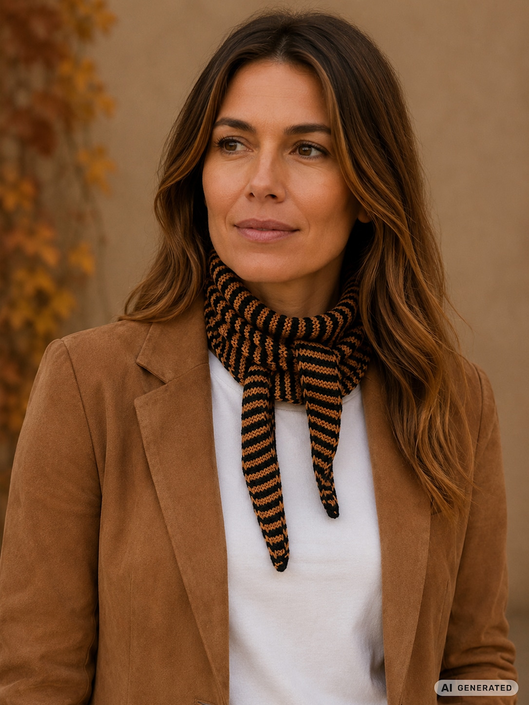 Skovhuus Kvinde Edit Mini Tørklæde Black/Cashmere Brown ONESIZE