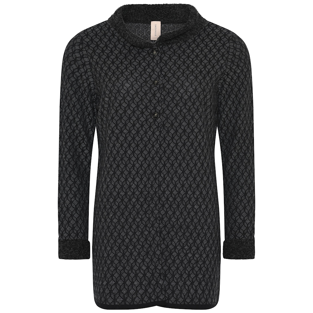 Skovhuus Kvinde Margrethe Lang Cardigan Black Zink Grey