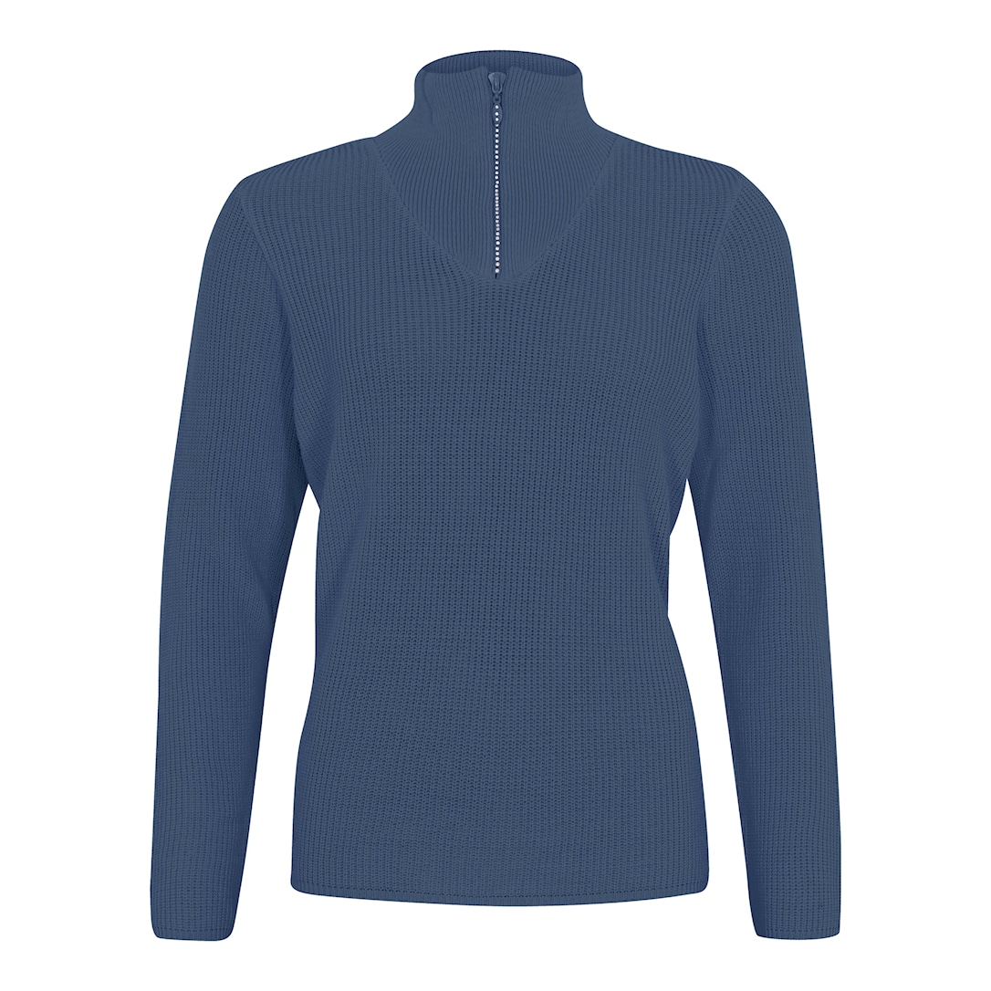 Skovhuus Kvinde Inge Turtelneck m. Glimmer Lynlås Indian Blue M