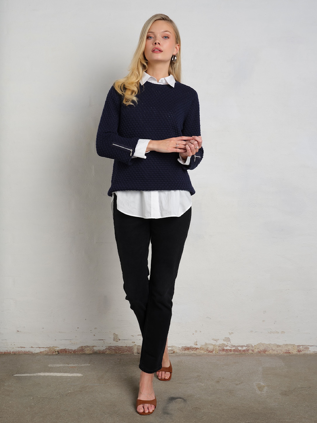 Skovhuus Kvinde Jenny Striktrøje m. Detalje Marine Blue S