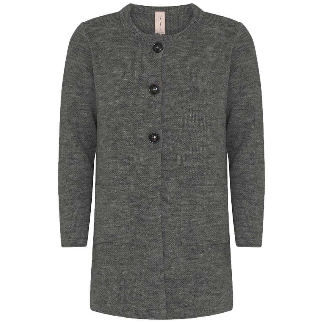 Skovhuus Kvinde Berta Lang Cardigan Grey Melange S