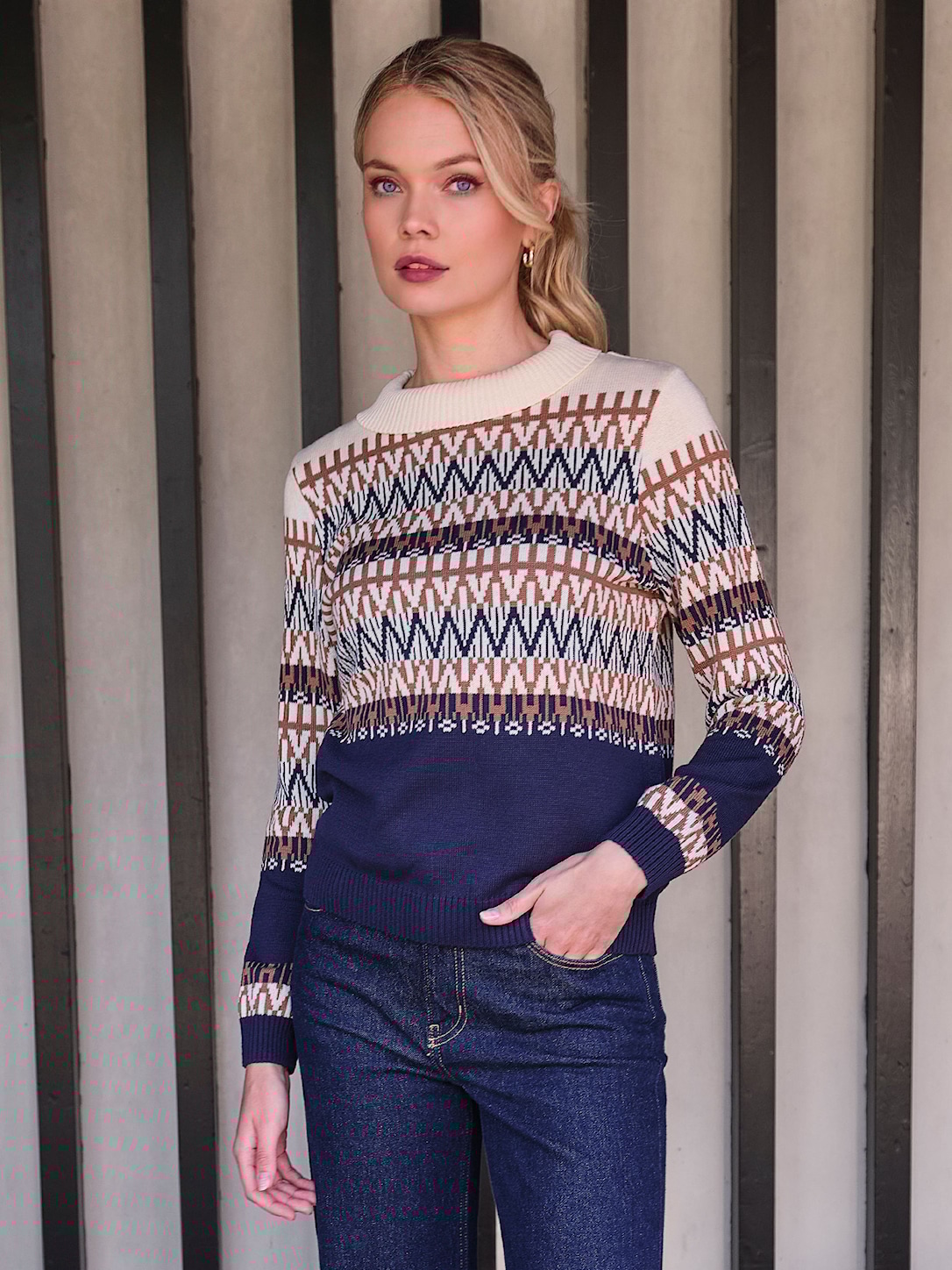 Skovhuus Kvinde Pernilla Trøje m. Turtleneck Marine Blue L