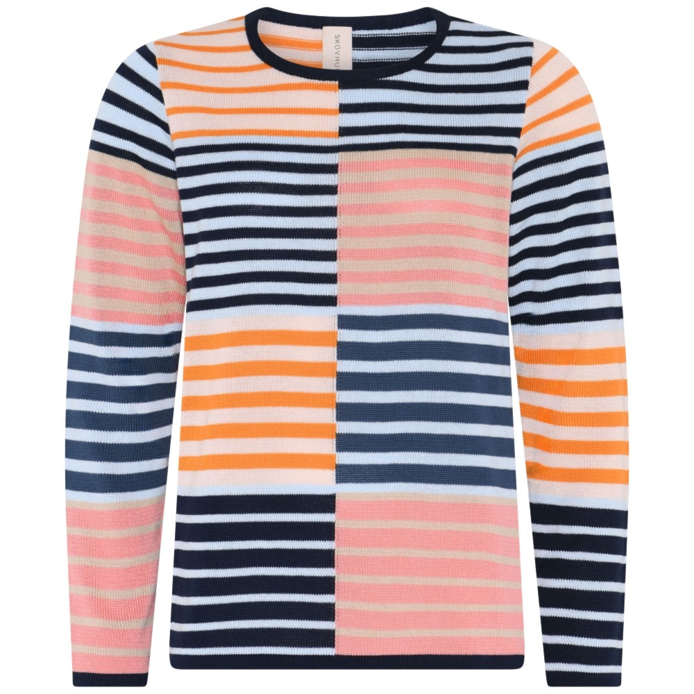 Skovhuus Kvinde Ronja Strikbluse Marine Blue/Light Blue XL