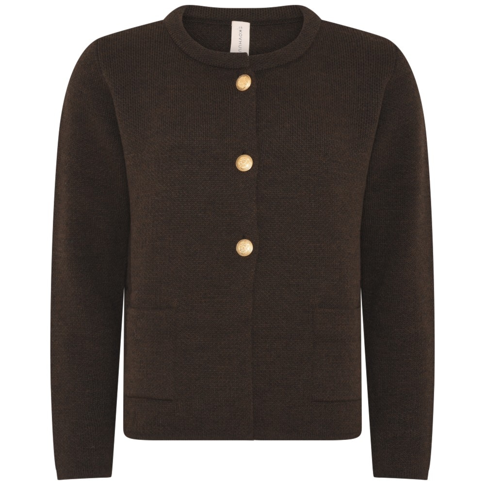 Skovhuus Kvinne Strikket Cardigan Brown Melange XL