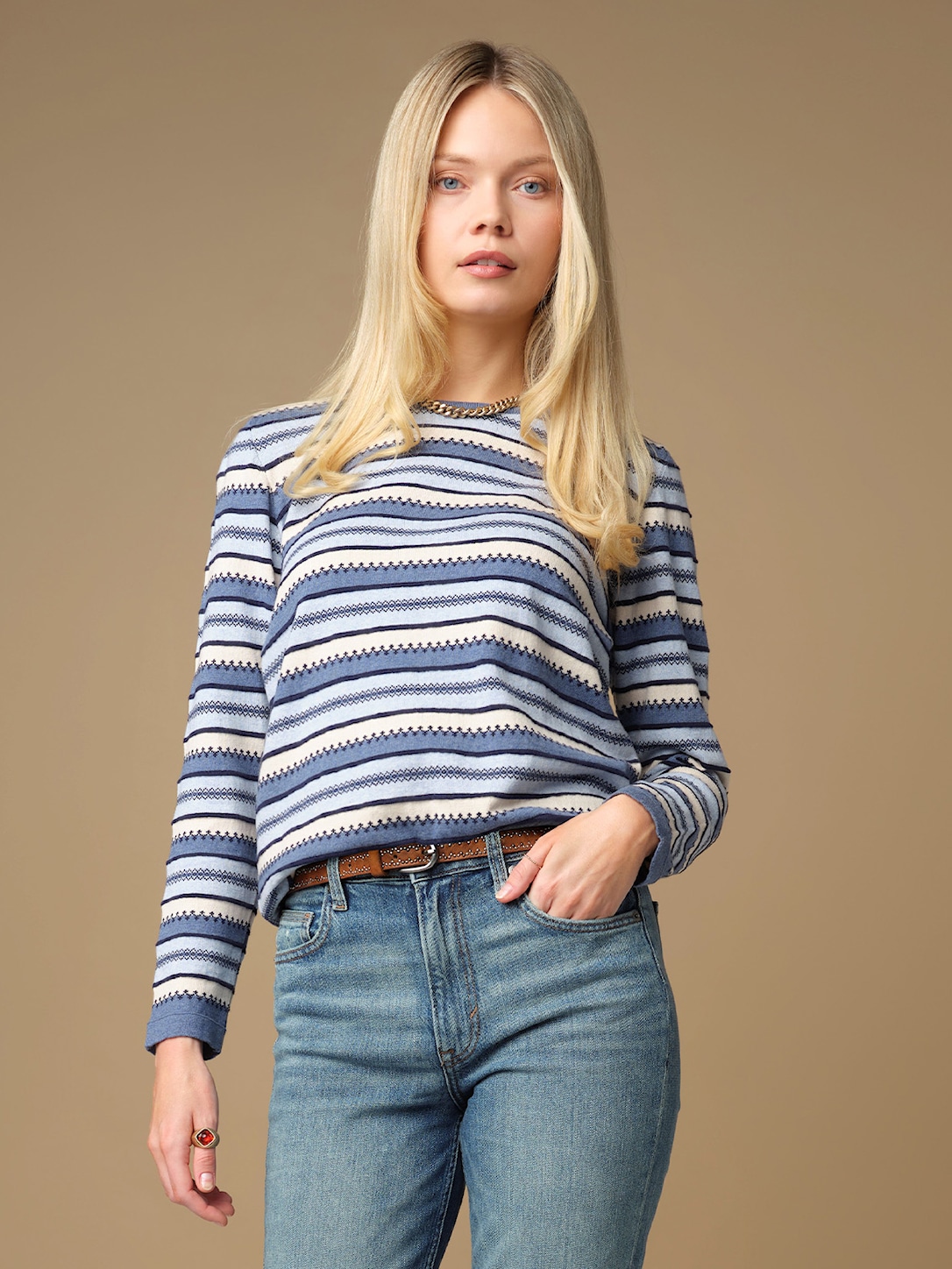 Skovhuus Kvinde Nethe Strikbluse Blue Melange M